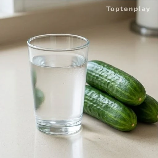 Concombres frais et verre d'eau illustrant l'hydratation alimentaire en été