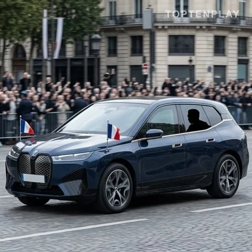 SUV électrique blindé engagé dans un cortège officiel