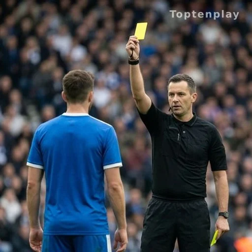 Arbitre de football brandissant un carton jaune lors d'un match