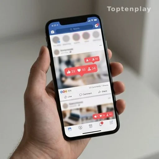 Smartphone affichant un post viral sur les réseaux sociaux, main anonyme