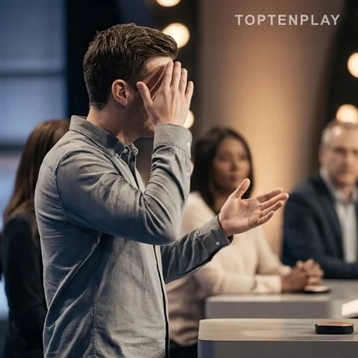 Candidat anonyme expliquant une réponse sur un plateau