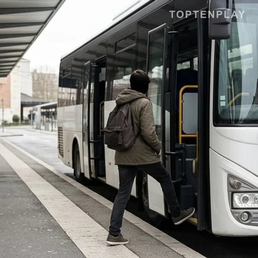 Bus régional évoquant un trajet vers Montpellier