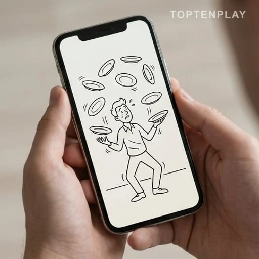 Téléphone affichant un dessin humoristique de jongleur
