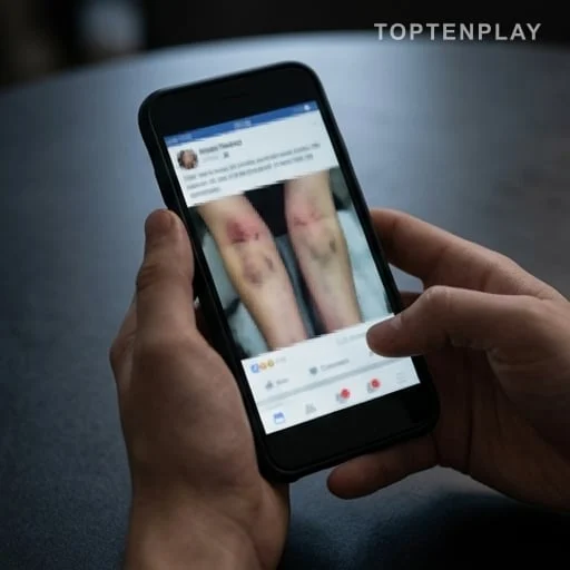 Smartphone montrant des photos de blessures sans visage