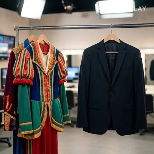 Costume et veste d’animateur dans une loge télé