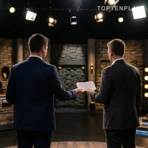 Passage de relais sur un plateau de jeu télévisé
