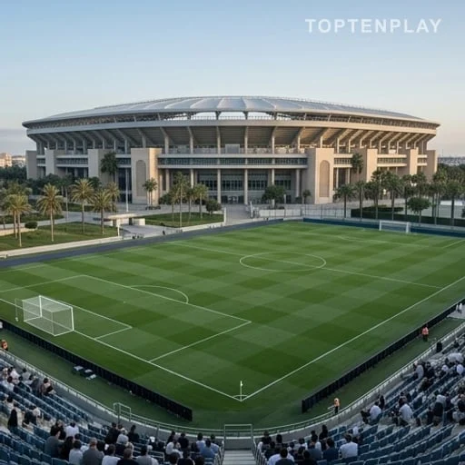 Stade de football préparé pour le match de troisième place
