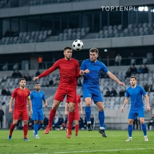 Joueurs anonymes disputant une demi-finale de football