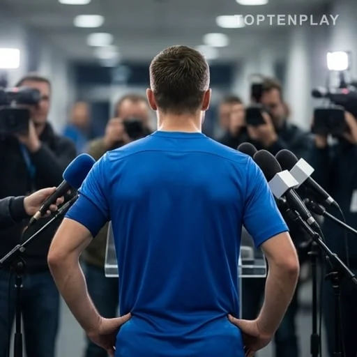 Capitaine de football répondant aux médias après le match
