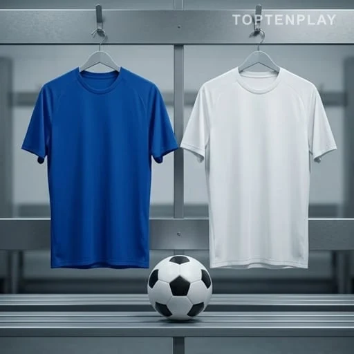 Maillots bleu et blanc symbolisant deux matchs distincts