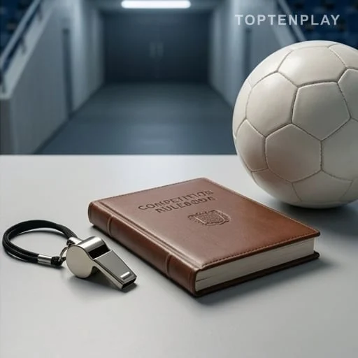 Sifflet d’arbitre posé près d’un règlement sportif