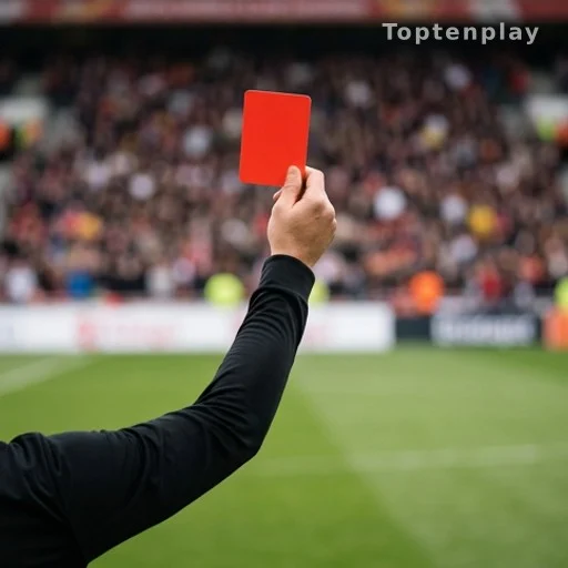 Carton rouge brandi par un arbitre lors d'un match international de football