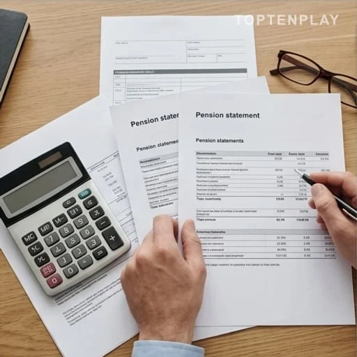 Documents de pension comparés près d’une calculatrice