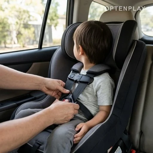 Siège auto enfant attaché sur la banquette arrière