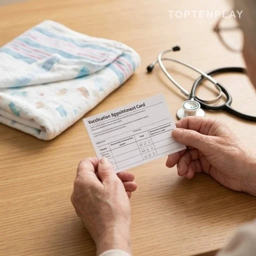 Carnet de vaccination coqueluche près d’un stéthoscope