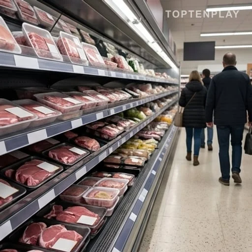 Rayon viande en grande distribution sans logo visible