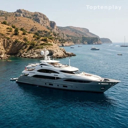 Yacht de luxe amarré sur la Méditerranée par temps ensoleillé