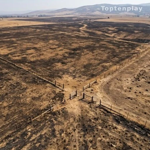 Terres calcinées après un incendie de forêt dans le sud de l'Italie