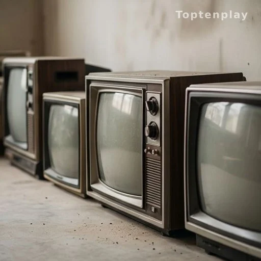 Rangée de téléviseurs anciens de différentes époques, photo éditoriale