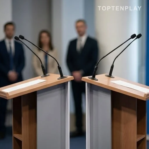 Deux pupitres anonymes pour une stratégie électorale
