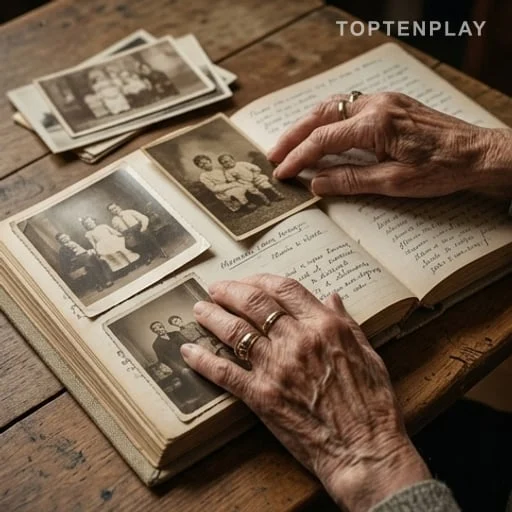 Mains classant des souvenirs dans un album familial