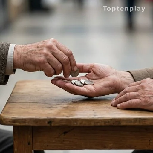 Deux mains échangeant des pièces de monnaie symbolisant la solidarité du système de retraite