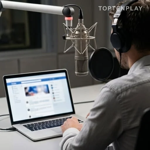 Animateur radio répondant à une rumeur en ligne