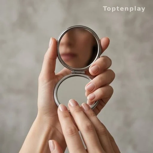 Mains tenant un miroir, évoquant la question du regard sur soi et l'image