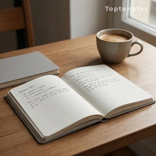 Carnet ouvert et tasse de café sur un bureau, évoquant une réflexion personnelle sur la retraite