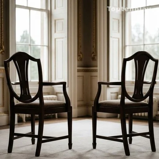 Deux chaises vides tournées en sens opposé dans une salle officielle