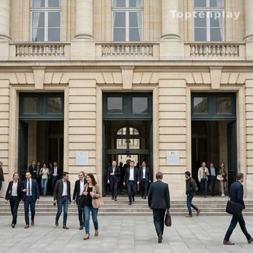Entrée d'un bâtiment administratif militaire avec des agents civils