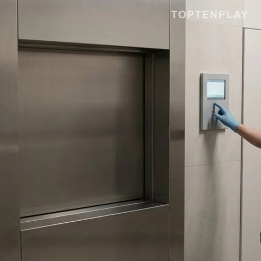 Porte fermée d’un four de crémation