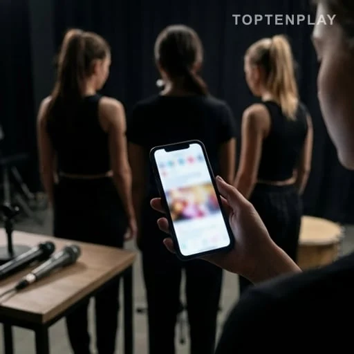 Artistes anonymes consultant une annonce sur téléphone