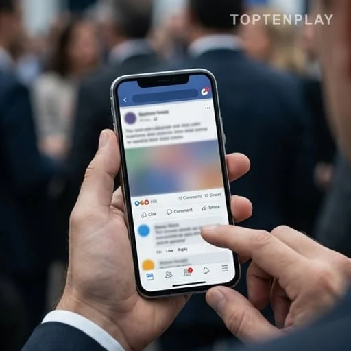 Téléphone montrant des réactions politiques floutées
