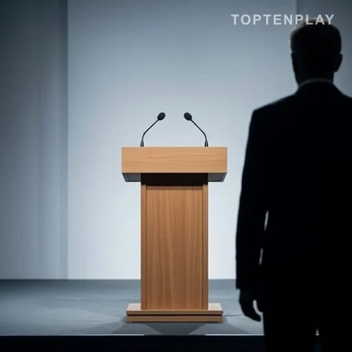 Pupitre de campagne devant une silhouette politique
