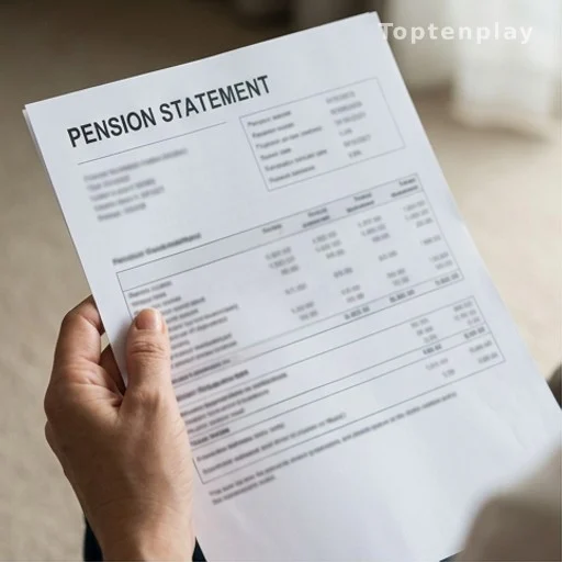 Relevé de retraite imprimé tenu à la main, montant de pension visible