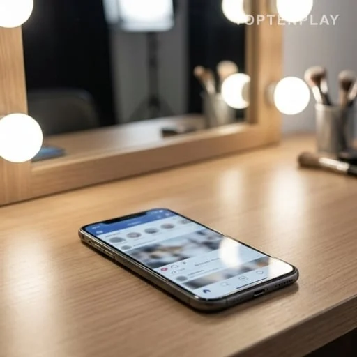 Smartphone de plateau télé évoquant un message public