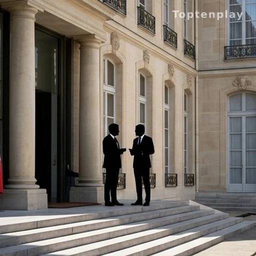 Réception officielle sur le perron de l'Élysée sous la lumière estivale