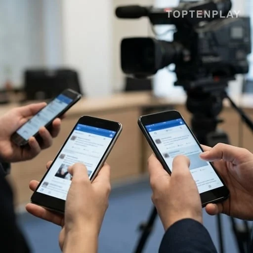 Téléphones affichant des réactions politiques sans texte lisible