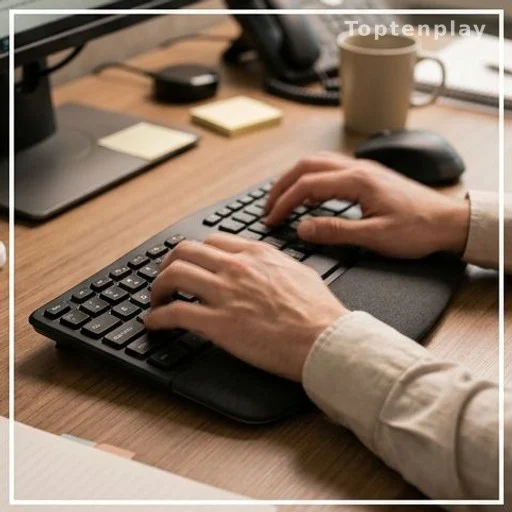 Mains en train de taper sur un clavier, gestes répétitifs au travail