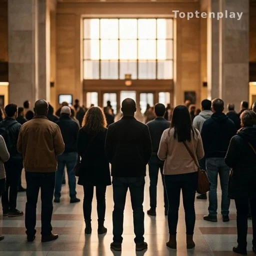 Silhouettes de personnes diverses vues de dos dans un espace public