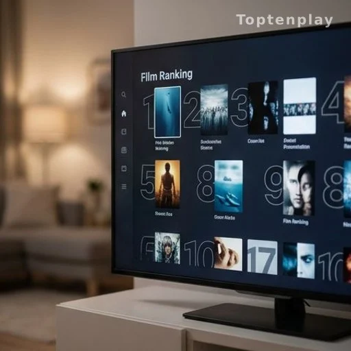 Écran de télévision affichant un classement de films sur une plateforme de streaming