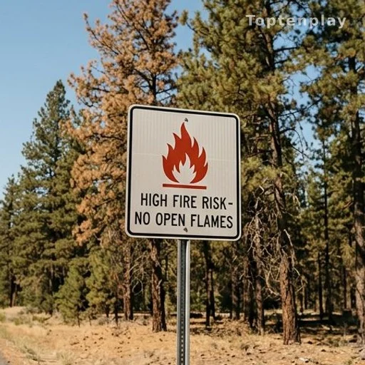 Panneau de signalisation risque incendie en forêt française en été
