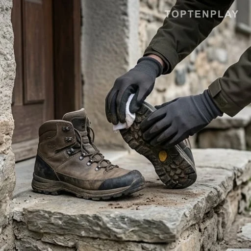 Illustration de chaussures essuyées sur un seuil en pierre