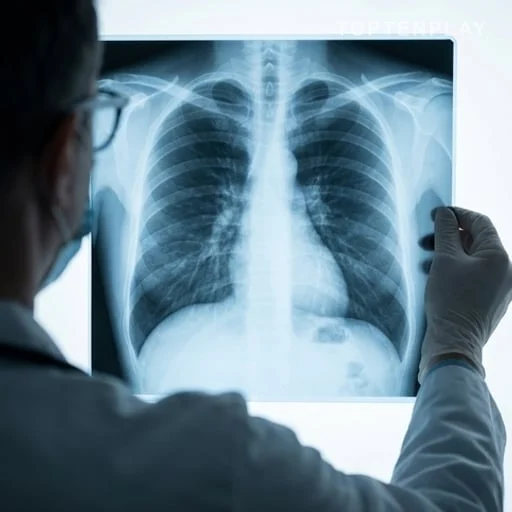 Médecin examinant une radiographie des poumons