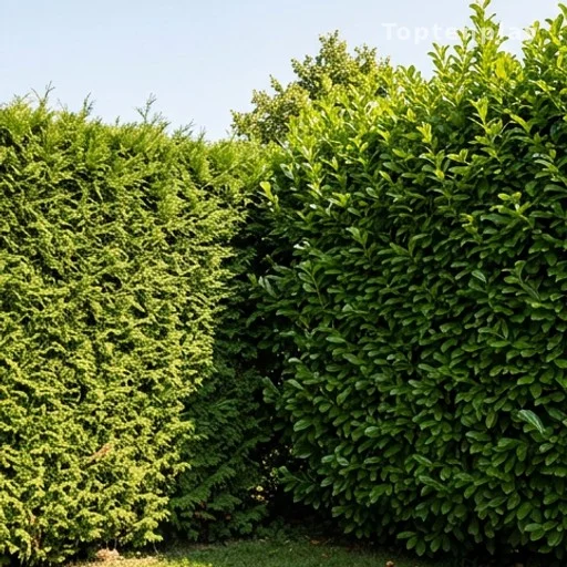 Haie opaque haute autour d'un jardin privé, protection visuelle et juridique