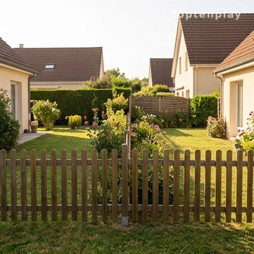 Clôture basse entre deux jardins voisins, visibilité insuffisante pour la nudité