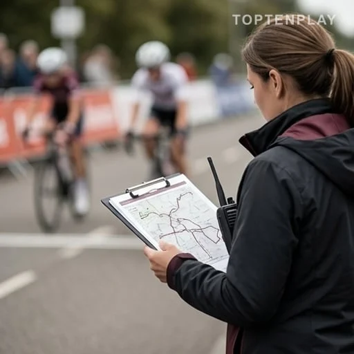 Directrice de course étudiant un parcours cycliste