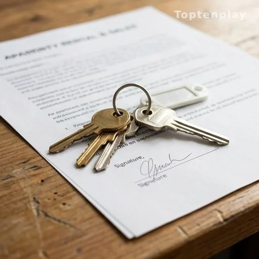 Clés d'appartement posées sur un document immobilier signé
