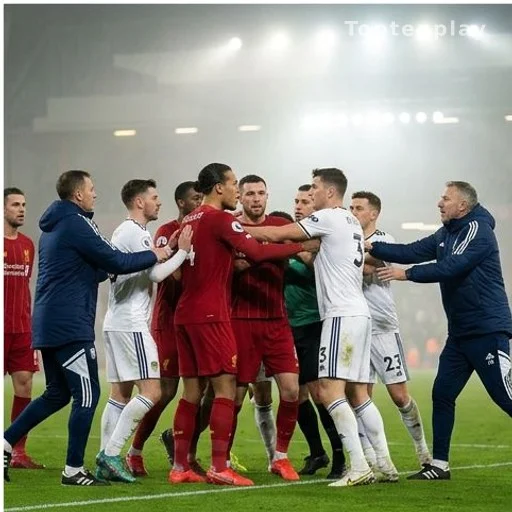 Altercation entre joueurs sur un terrain de football après le coup de sifflet final